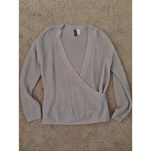 Wrap front knit sweater